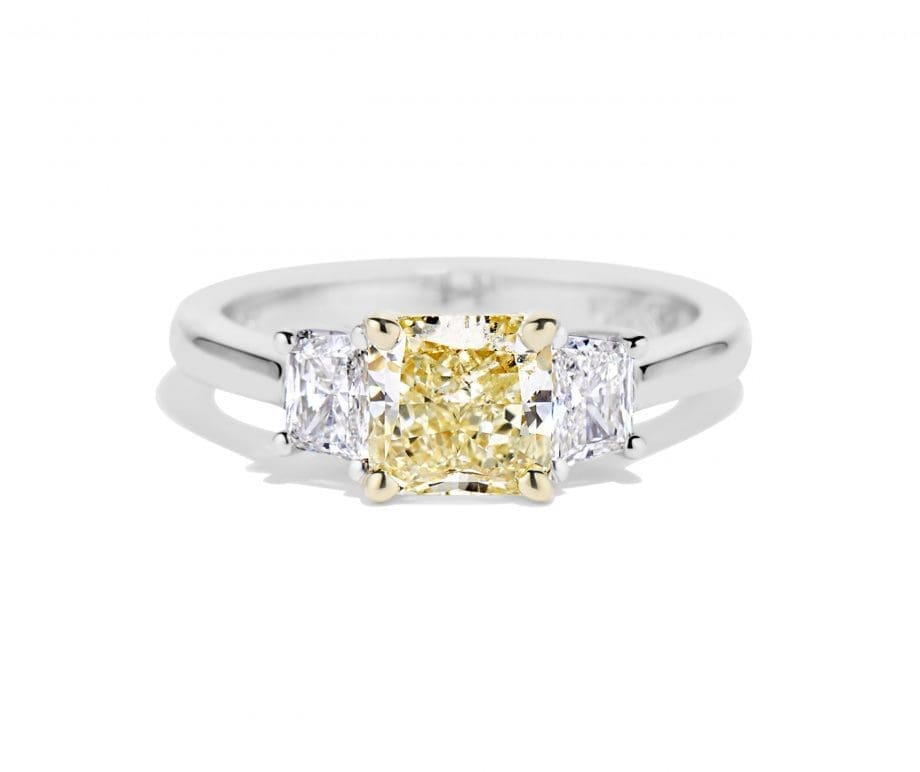 Natural Yellow Radiant cut diamond ring